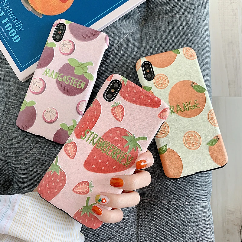 

Fruits Silk texture Case for Huawei P20 P30 Mate20 Pro Lite strawberry mangosteen cover For Honor 10 8X Nova 3 4 3e 4e back case