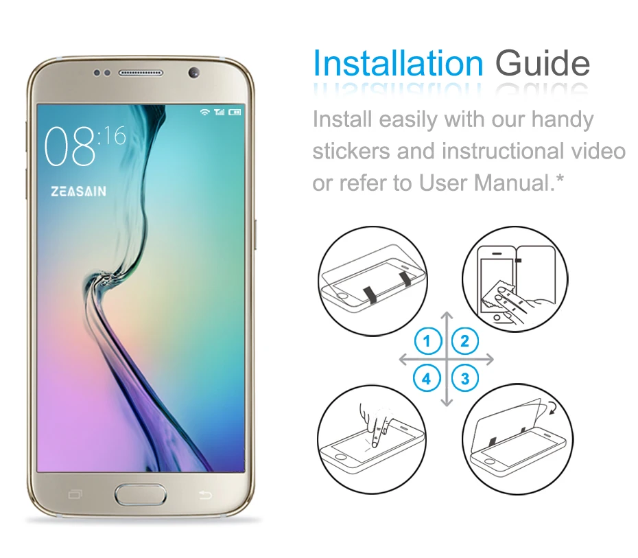 Original ZEASAIN HD Clear 0.3mm 9H Screen Protector Tempered Glass Film For Samsung galaxy S6 galaxys6 Toughened Film (4)