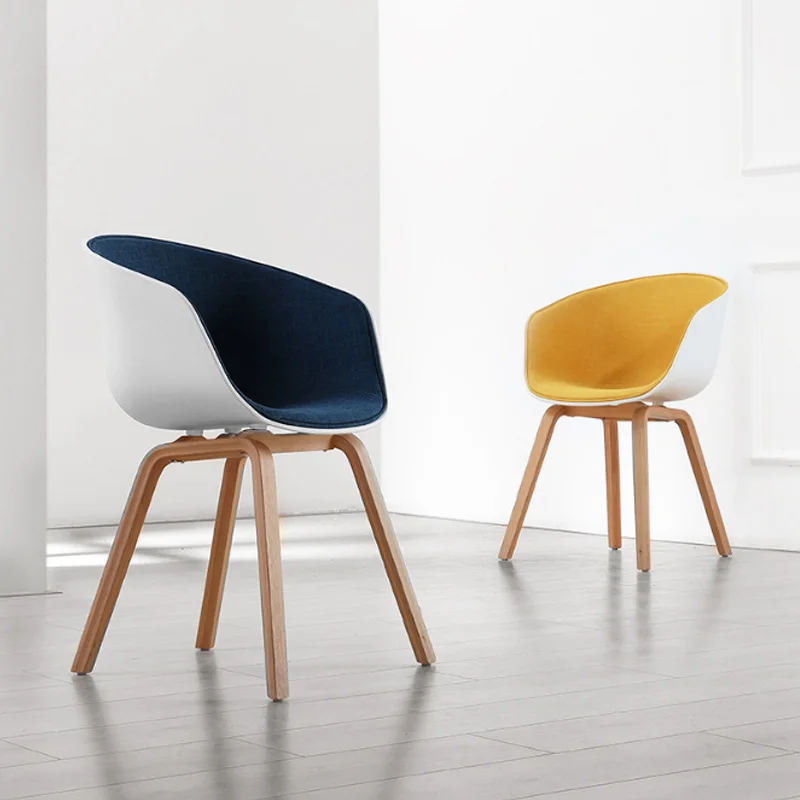 

Nordic Dining Chair Soft bag Solid Wood Chair Coffee Modern Minimalist Home leisure Desk Chair