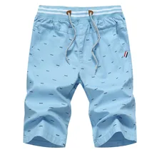 Летние мужские свободные шорты их чистого хлопка мужские большие льняные пятицентовые шорты большой размер, эластичный пляжный модный мужской Lazer шорты