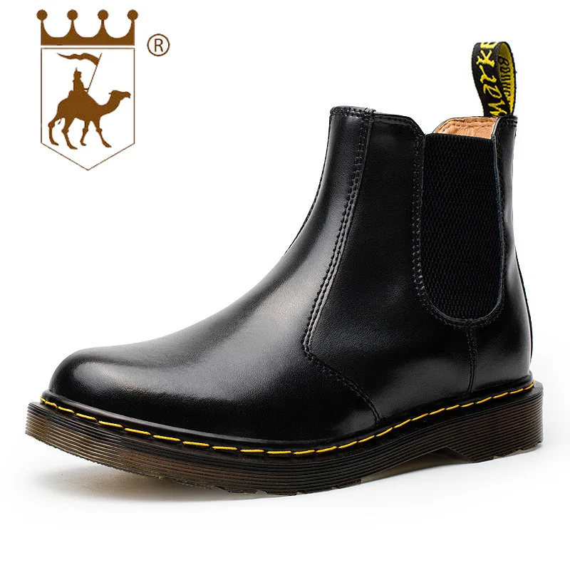 

2019 new top layer leather men's boots fashion casual England set mouth breathable non-slip large size 39-46