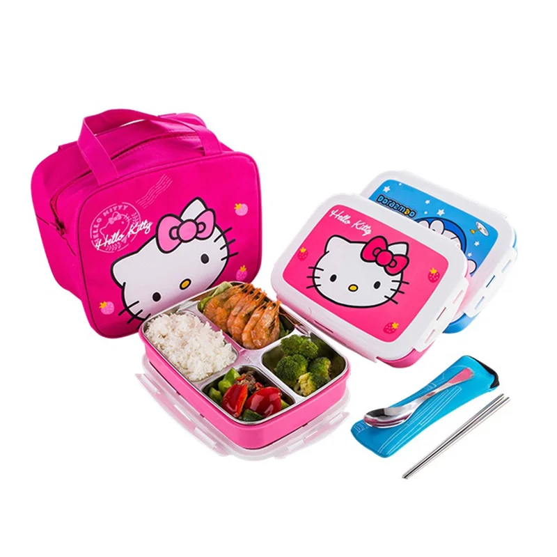 School Kids Cute Cartoon Bento Boxes Microwave Stainless Steel Lunchbox Outdoor Portable Food Container Japanese Style