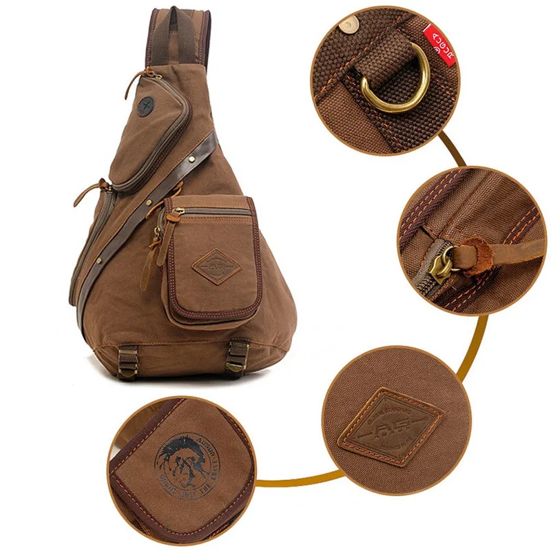 Мужской рюкзак с одним плечевым ремнем Augur черный холщовый 2019|back pack bag|canvas backpackcanvas