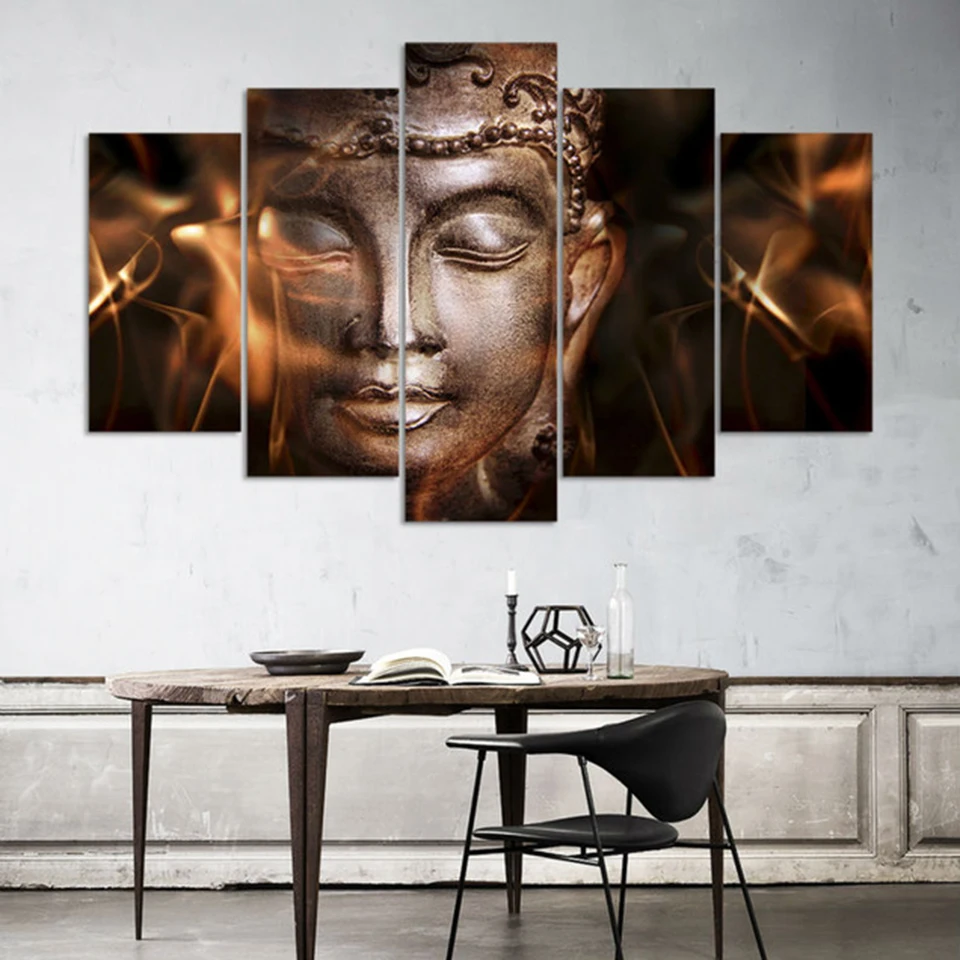 Frame Wall Art Home Decor Poster Canvas 5 Panel Religion Culture Buddha