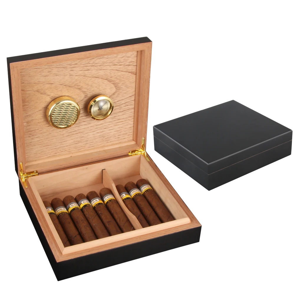

COHIBA Humidor Cigar Box Cedar Wood Foldable Cigar Accessories Travel Cigar Case with Humidifier Hygrometer