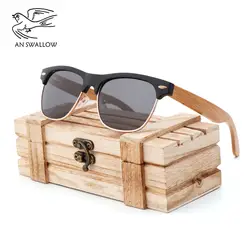 Натуральный Бамбук Солнцезащитные очки Мужские брендовые дизайнерские ретро деревянные эластичные петли солнцезащитные очки UV400