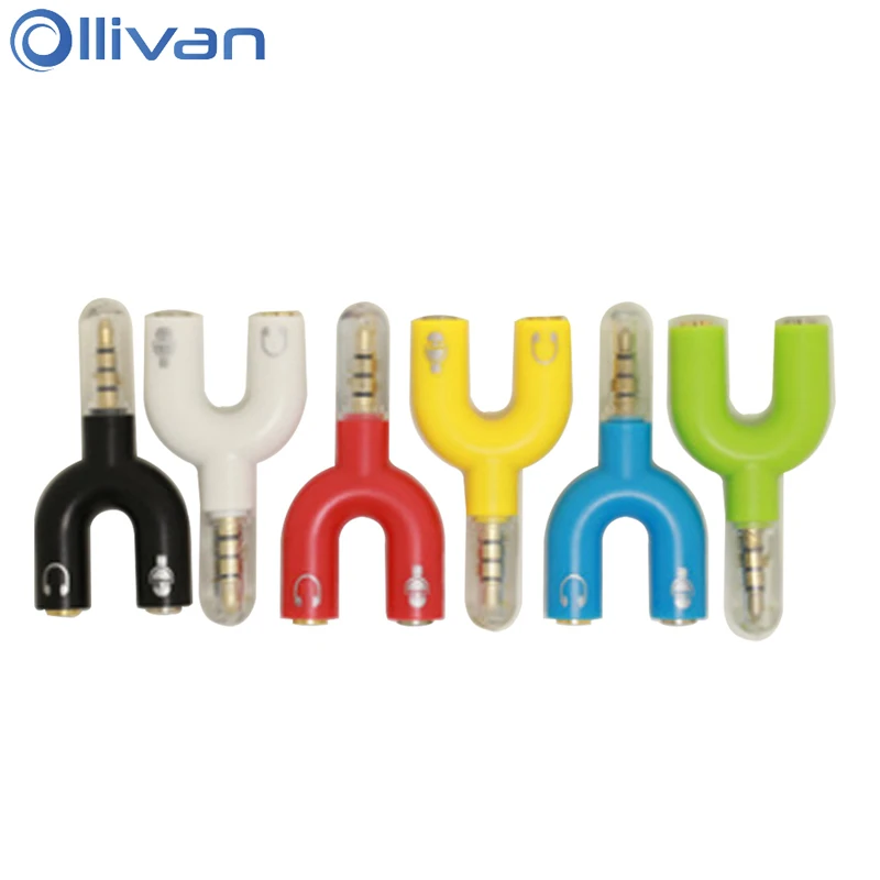 

Ollivan Y Shape 3.5mm Earphone Splitter Male to 2 Female Couple Headphone Splitters Stereo Audio Headset + Microphone Adapter