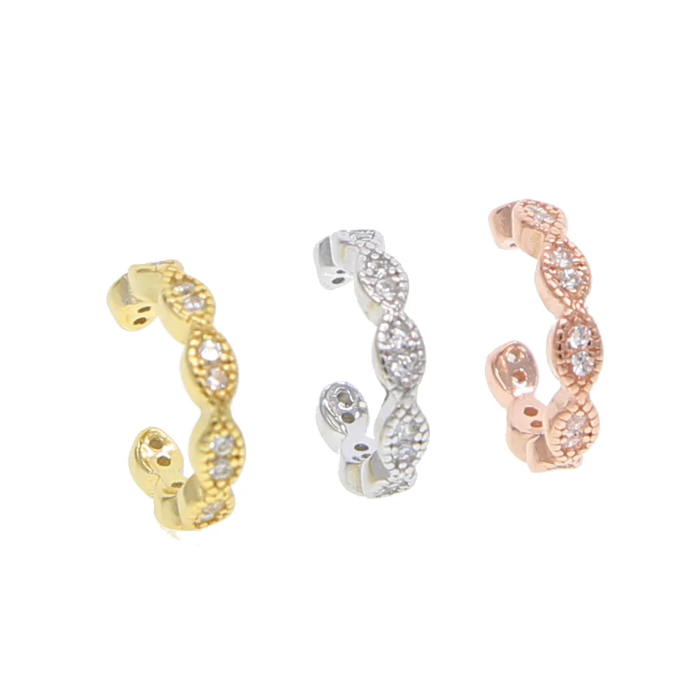 

2019 Retro vintage Clip no pierced Cuff Earings 925 silver For Women fashion Jewelry stack elegance glossy Lace knitting Earring
