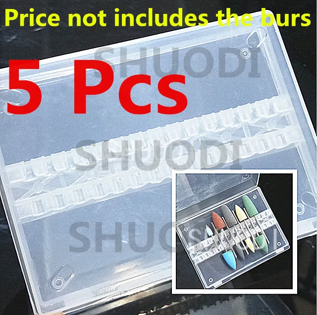 

5 Pcs Empty Plastic Storage Case Box for Dental burs drills 14 slots 2.35mm diameter ( without burs and drills in image)
