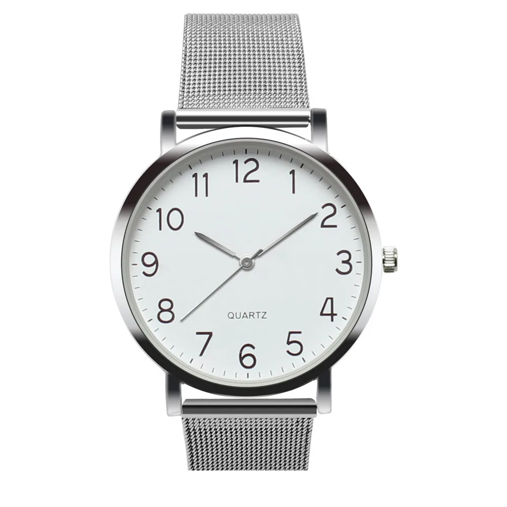 Мужские часы унисекс, простые, деловые, Топ бренд, Роскошные, нержавеющая сталь, сетчатый ремешок, кварцевые наручные часы, повседневные, мужские часы, reloj hombre - Цвет: D