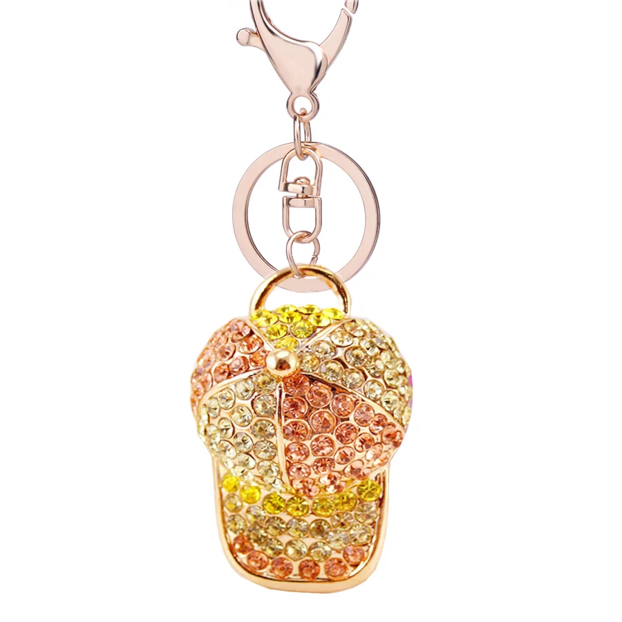 Novelty Items Exquisite Color Crystal Baseball Cap Keychain Charm