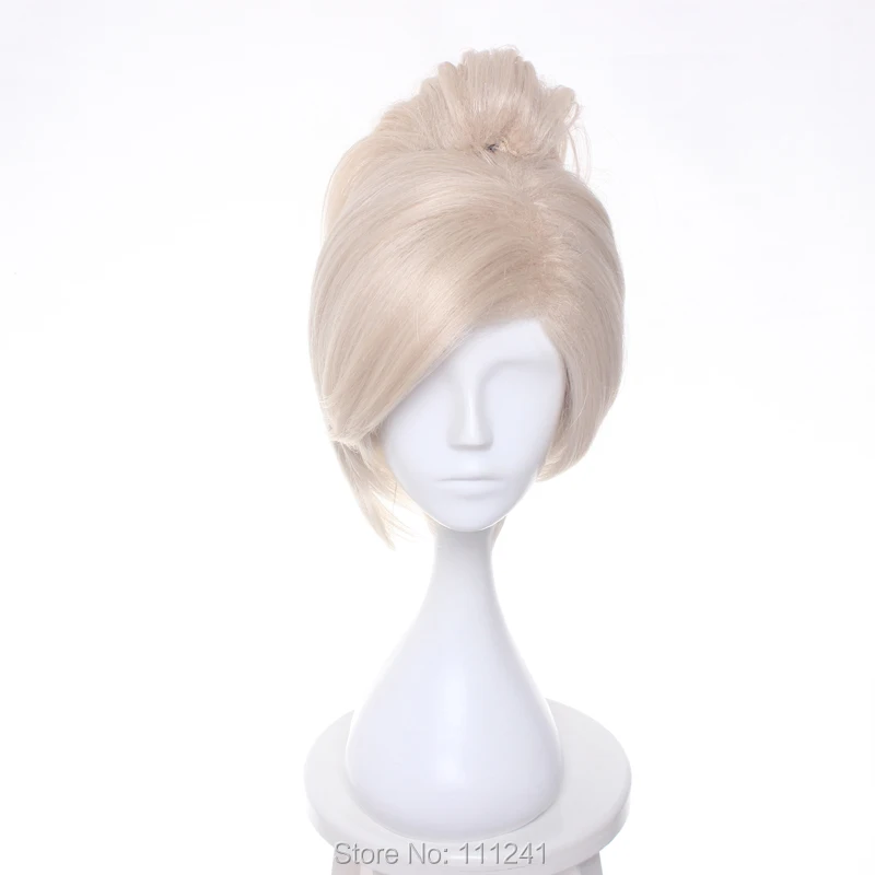 

Overwatch OW Mercy Angela Ziegler Cosplay Wig Blonde Short Full Wig with chip ponytail