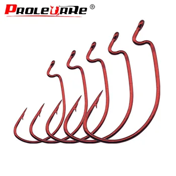 20Pcs Fishing Hooks Red Bloody Crank Offset Worm Hook Lure Soft Bait Texas Rig Fishhook Size 2#-5/0# High Carbon Steel PR-488