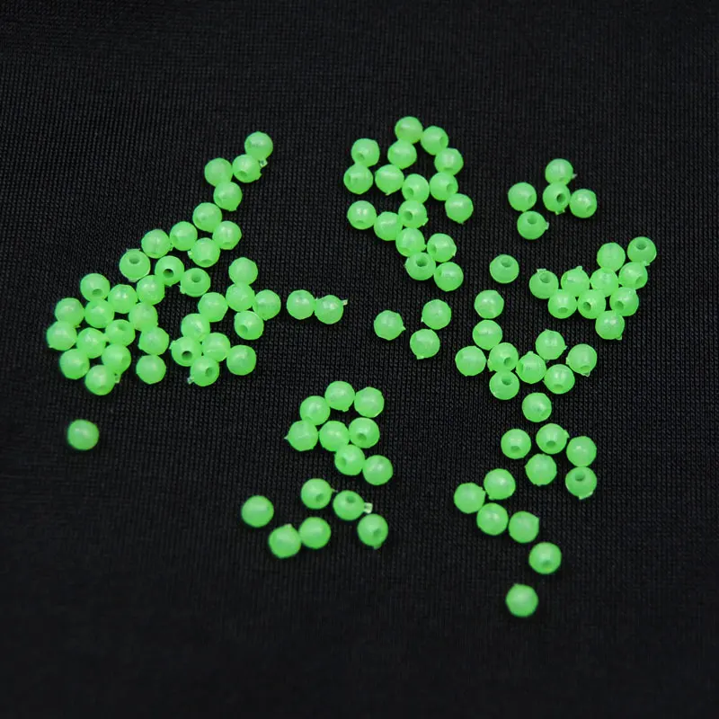 [ 200PCS/lot ] Green plastic glow / luminous fishing beads , 3mm
