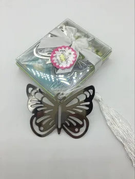 

100pcs Hollow Butterfly Bookmarks Metal With Mini Greeting Cards Tassels Kawaii Stationery Pendant Gifts Wedding Favors