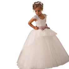 Бальное платье Свадебное Платье Pageant Платье для Маленьких Девочек Дети/Дети платье для Свадьбы Кружева Цветок девушка Платье