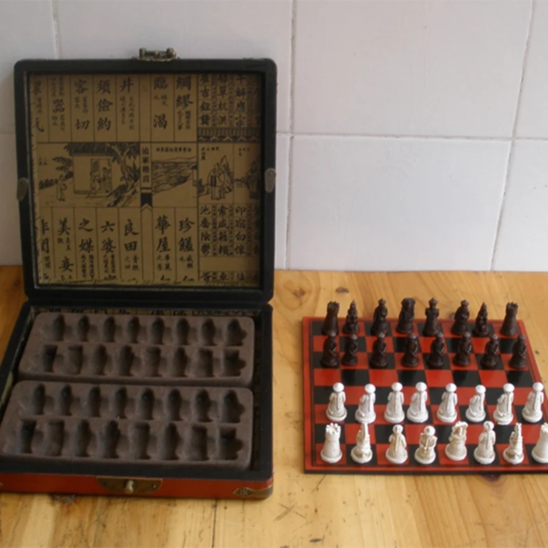 New Antique Chess Set Wooden Coffee Color Table Antique Miniature Chess Board Checker Move Box Set Retro Style Lifelike New Antique Chess Set Wooden Coffee Color Table Antique Miniature Chess Board Checker Move Box Set Retro Style Lifelike