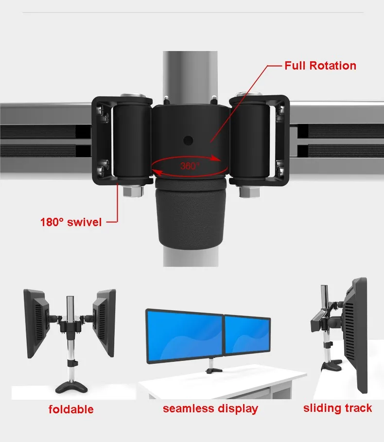 Полный поворот движения втулка крепление алюминиевый двойной ЖК-телевизор крепление led стол bracke 2 монитор стол поддержка Led кронштейн