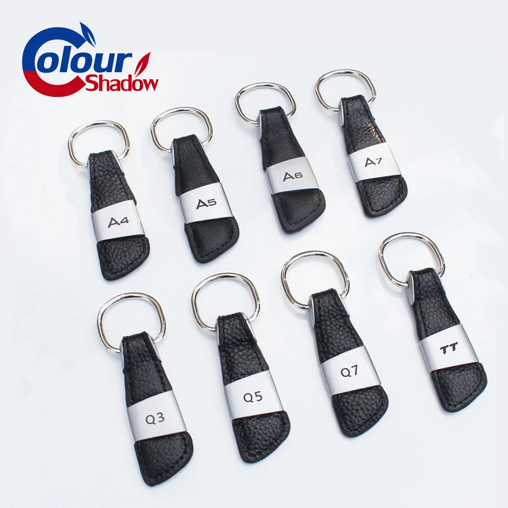 

Car Emblem Badge Black Geniue Leather Key Chain Ring for Audi A3 A4 A5 A6 A8 S3 Q5 Q7 TT A7 Keychain Keyring Keyfob Car Styling