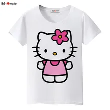 BGtomato hello kitty, милые футболки с героями мультфильмов, женская летняя классная одежда, брендовые Топы хорошего качества, удобные повседневные рубашки