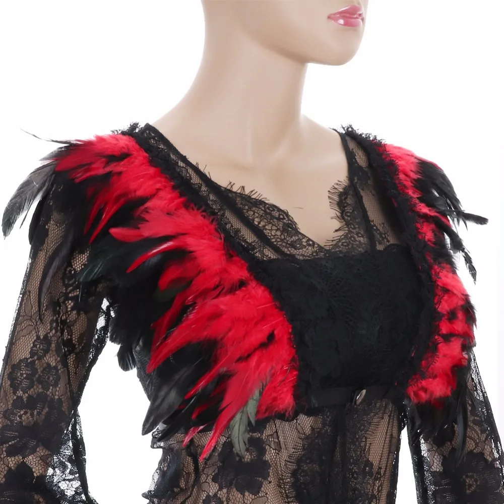 Gothic Feather Cape Caged Bralette Exotic Strappy Caged Plus Punk Gothic Rave  (L) (1)