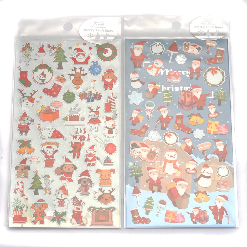 

Paper DIY Scrapbook Decorative Stickers Christmas series Santa Claus Elk Snowman Christmas Tree stickers For Kids Gift 1pc