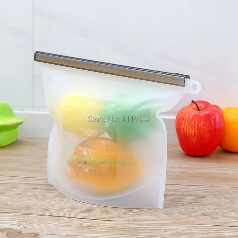 200 шт. 1000 мл многоразовый силикон мешки вакуумного Еда свежий сумки обертывания еда в холодильнике для хранения Контейнер-холодильник сумка
