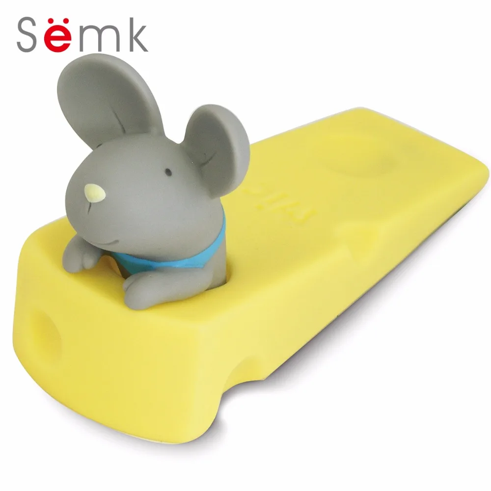 Semk Action Figure Cute Mouse Door Stopper Door Wedge the Perfect Valentine's Day Gift Grey White Color 1pc