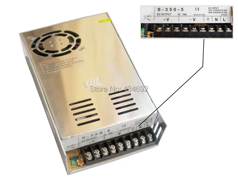 

Aluminum DC 5V 70A 350W Regulated Switching Power Supply Adapter Use For CCTV Cameras Led Strips Home Appliances Free Shipping