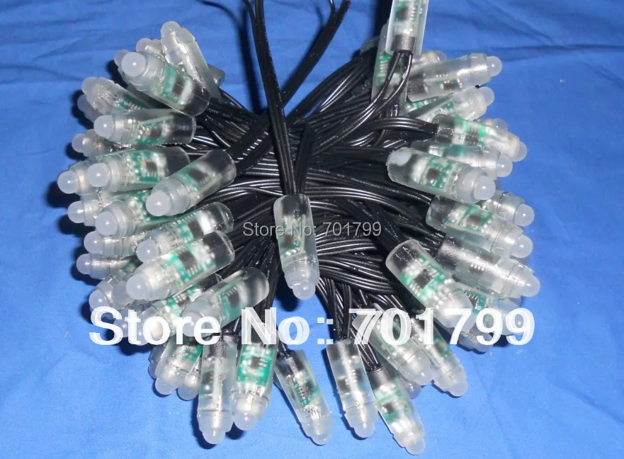 

DC12V input 12mm WS2811 pixel node,100pcs a string,IP68 rated;with all black wire