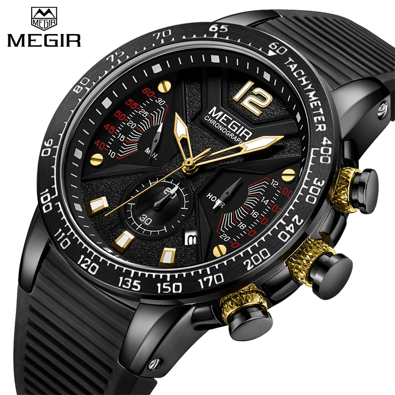 

2019 Relogio Masculino MEGIR Men Watches Silicone Sport Chronograph Quartz Military Fashion Watch Luxury Brand Erkek Kol Saati