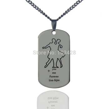 

AILIN Personalized Couple Name Necklace Titanium Steel Engraved Necklace Dance With My Love Pendant Initial Charm