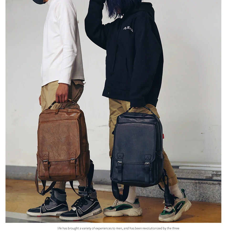 Водостойкие PU мужской кожаный рюкзак студенческие школьные сумки повседневные Путешествия рюкзак спортивные мужские большой емкости