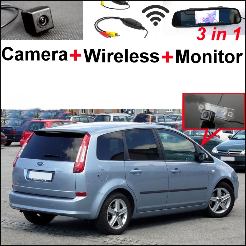 

3 in1 Special Rear View Camera + Wireless Receiver + Mirror Monitor EASY DIY Parking System For Ford C-Max C Max CMax 2003~2011