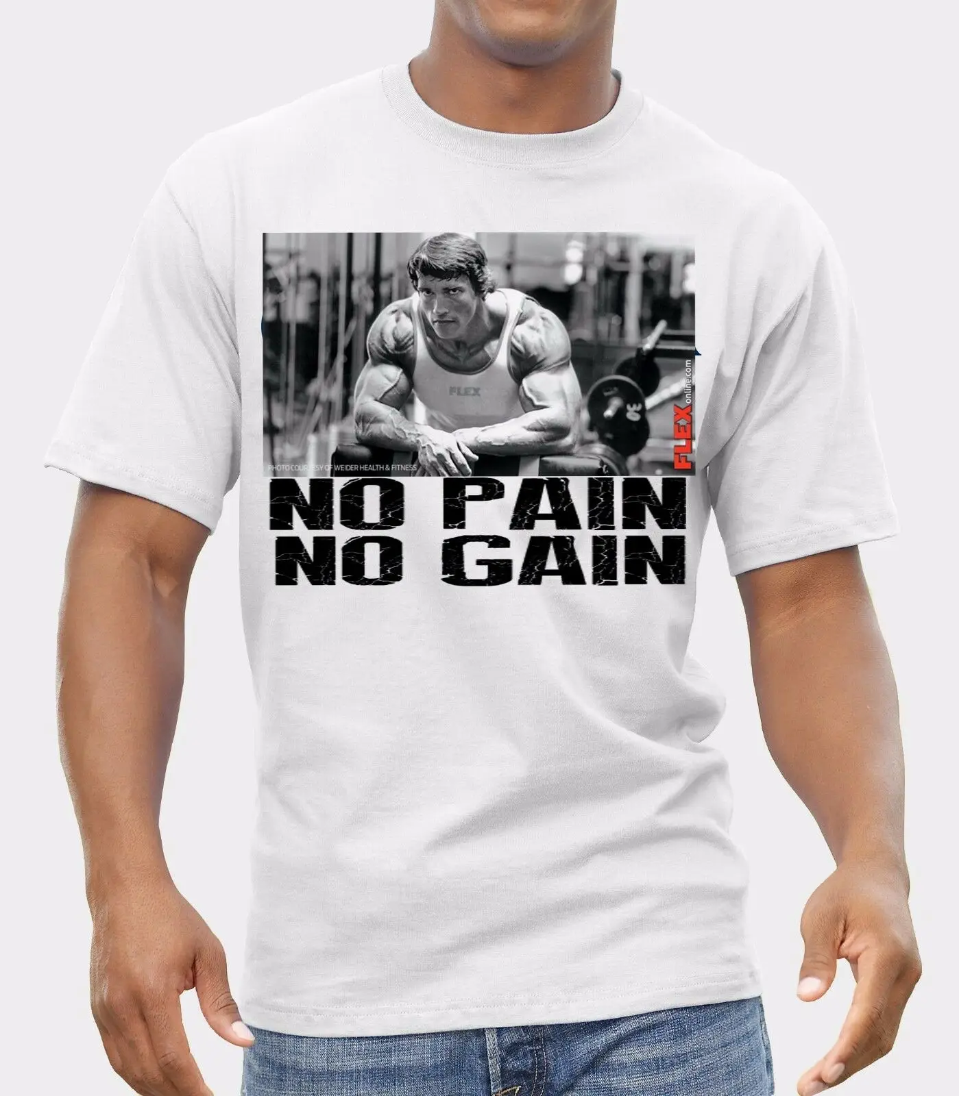 

2019 Funny Arnold Schwarzenegger No Pain, No Gain Logo T-Shirt Men Shirt Unisex Tee