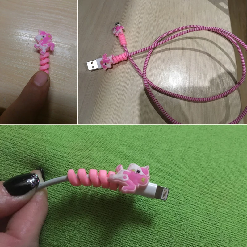 12 шт. мультфильм Единорог USB кабель протектор для iPhone 5 6 7 8 Plus X Xs Xr данных провода