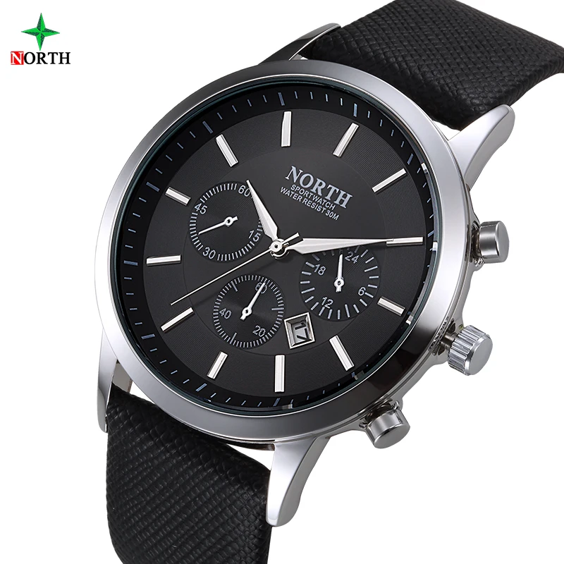 Prix pour North hommes montre de luxe marque de mode homme montre-bracelet 30 m étanche sport montre casual véritable en cuir quartz d'affaires montres Prix pour North hommes montre de luxe marque de mode homme montre-bracelet 30 m étanche sport montre casual véritable en cuir quartz d'affaires montres