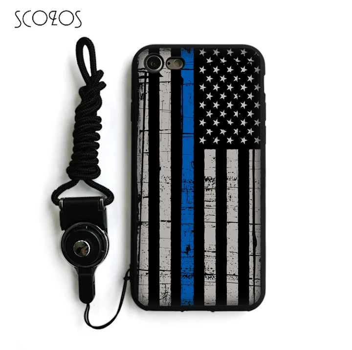 SCOZOS THE THIN BLUE LINE USA FLAG TPU Phone Case Soft Cover For IPhone X 5 5S Se 6 6S 7 8 Plus #ka229 |