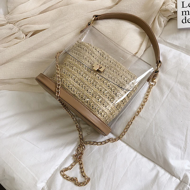 

Women 2019 Summer Small Straw Bag Ladies Travel Crossbody Bags Fashion Transparent Beach Bags Female Handbags And Purses