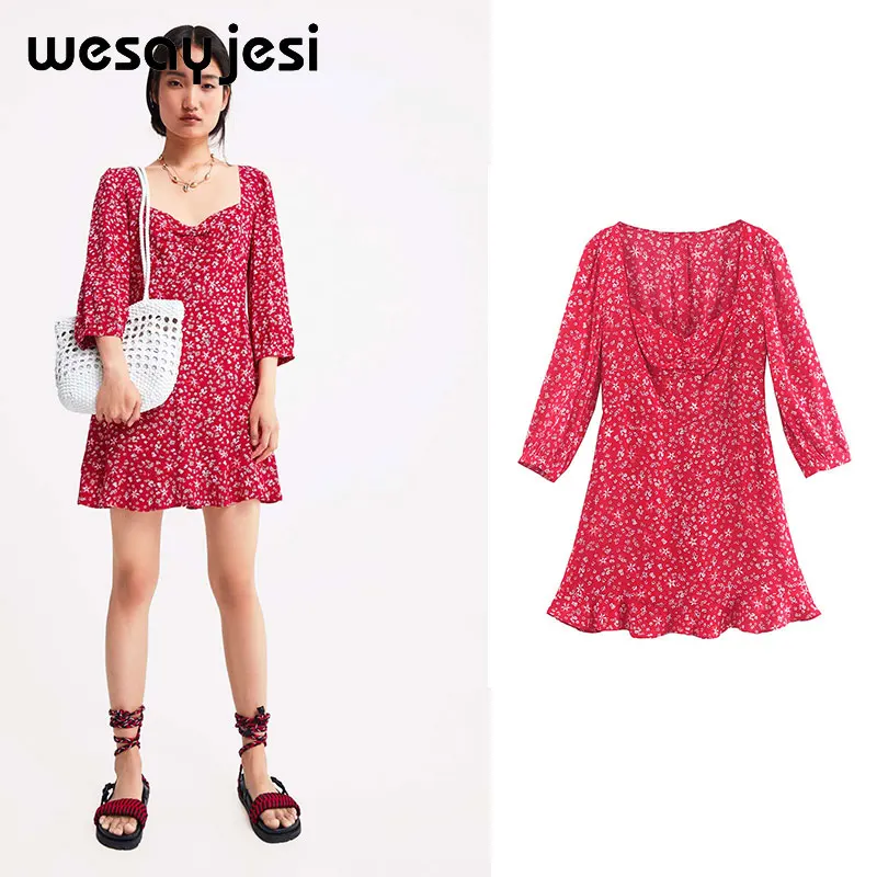 

2019 summer dress women vestidos england style long sleeve streetwear mini flower print dress vestidos de fiesta party dress