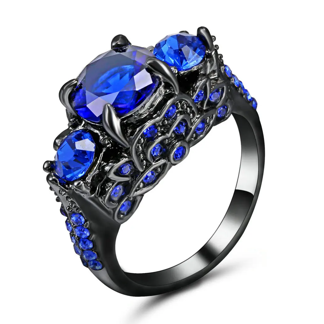 Classical Cubic Zirconia Forever Wedding Rings Silver Gold Color Clear Blue Rhinestones Lovers Ring Size 6 for Women Bijoux
