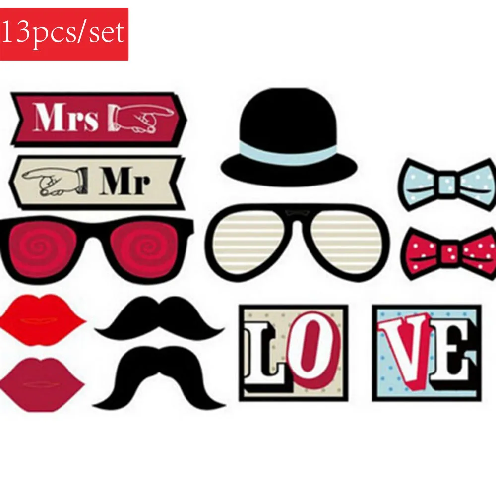 

13pcs Wedding Photo Booth Props Wedding Decoration Mr Mrs Photobooth Props Party Decor Party Supplies