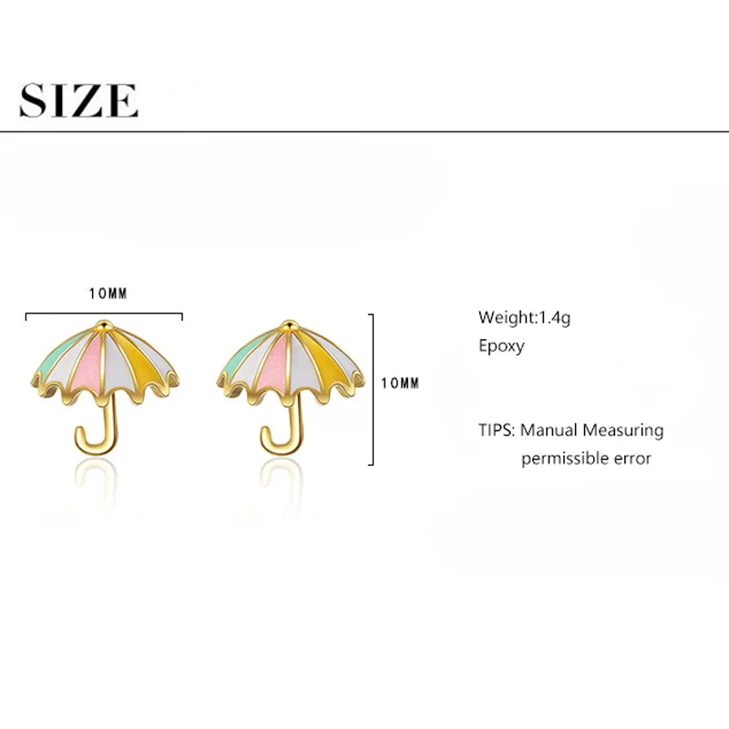 Anenjery Милые простые 925 пробы серебряные разноцветные эпоксидные серьги в форме умберлы для женщин Букле д 'ореиль oorbellen S-E800