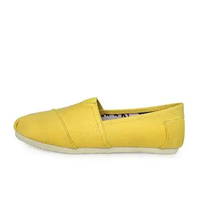 Парусиновая обувь, Однотонная одежда на плоской подошве повседневная обувь для влюбленных Обувь и Средства ухода за кожей стоп - Цвет: Цвет: желтый