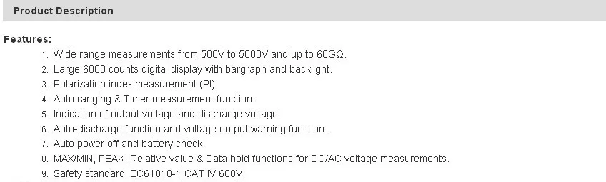 Профессиональный высоковольтный тестер сопротивления изоляции DT-6605