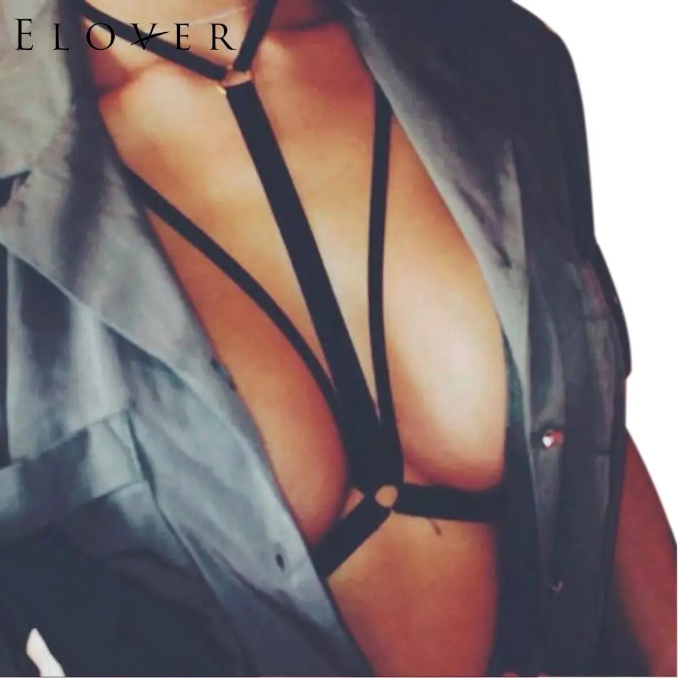 Elover эротические Эротическое белье повязку спагетти Crop Cami полые бюстгальтер сексуальное нижнее белье Для женщин Топ Холтер ремень бюстгальтер без подкладки регулируемый - изображение