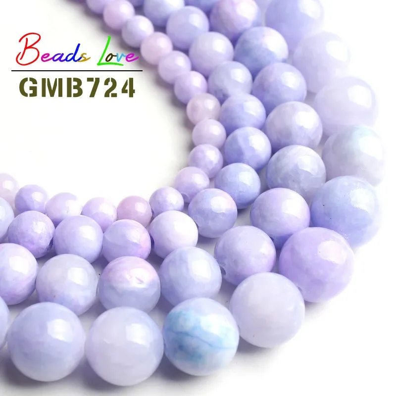 

Natural Round Purple Jades Stone Loose Spacer Beads for Jewelry Making Pick Size 6 8 10 12MM 15 Inch Diy Beads Bracelet Necklace