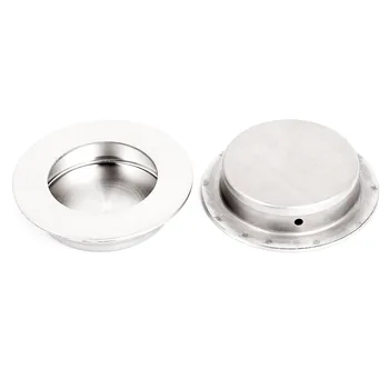 

2Pcs Sliding Door Drawer Stainless Steel 65mm Round Recessed Flush Pull Handle Mount Hole Dia 3mm Silver Tone for Commercial