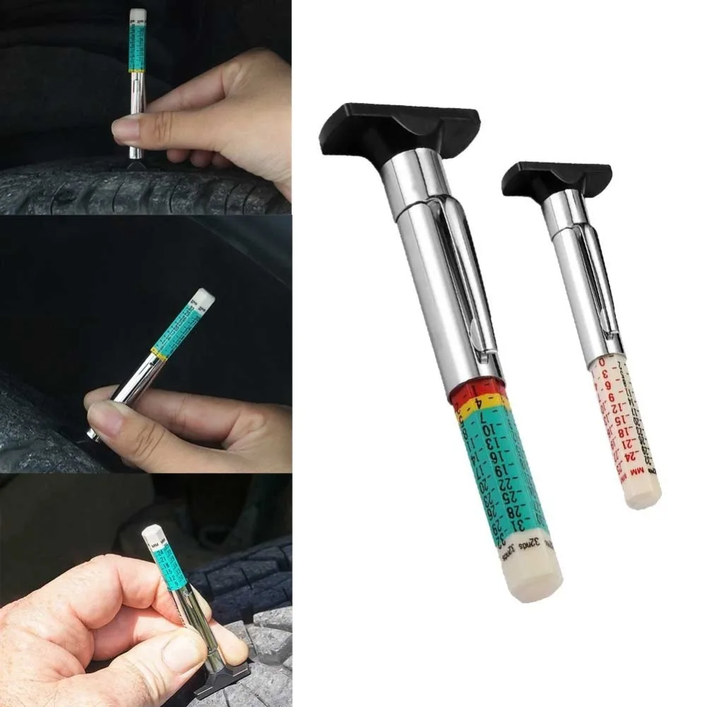 

Color Tire Tread Depth Gauge Tester Motors Standard Metric Gage Measures Metric Standard Measure Tester Double Color