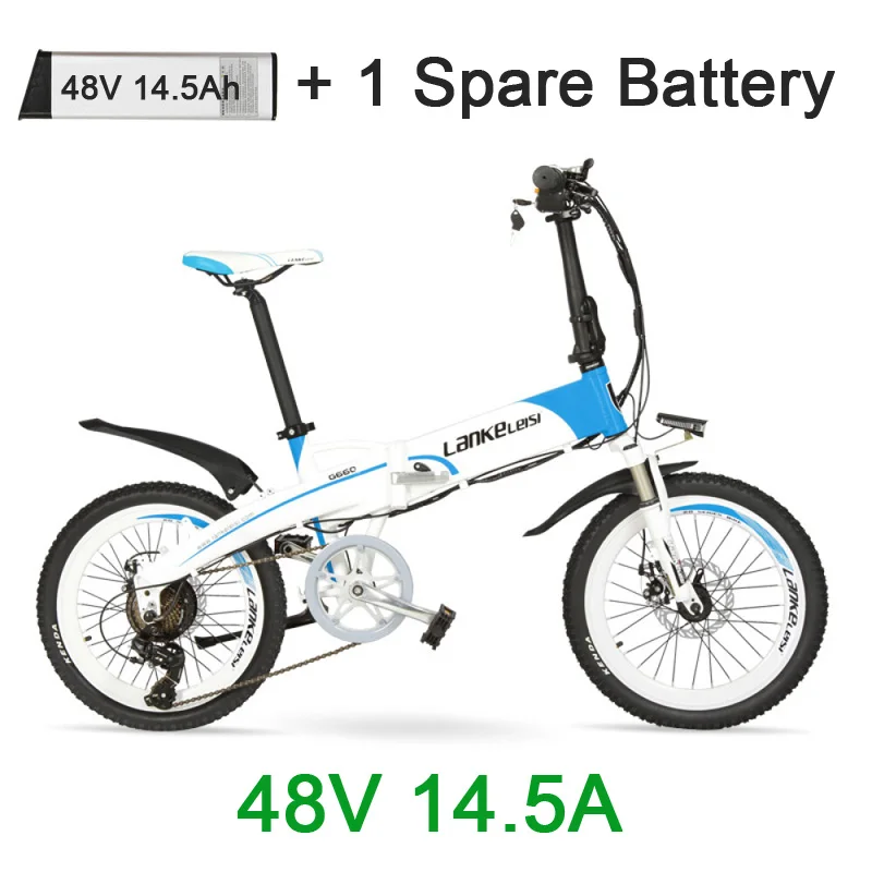 White Blue 14.5A P 2" складной электрический MTB, 48 В 10Ah Скрытая батарея E велосипед, рама из алюминиевого сплава горный велосипед, принять подвесную вилку - Цвет: White Blue 14.5A P